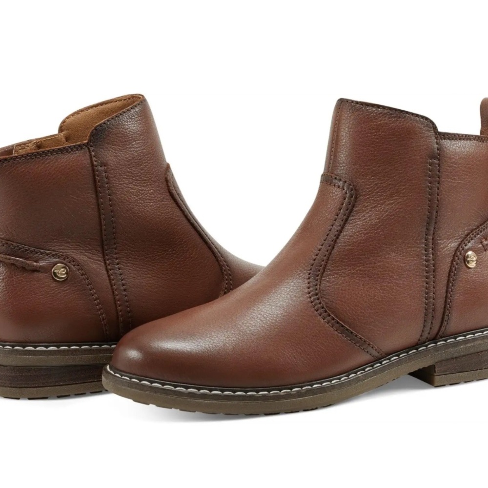 Easy Spirit Juna Round Toe Booties Wom Med Brown Booties Boot Sz 8 Leather  NIB
